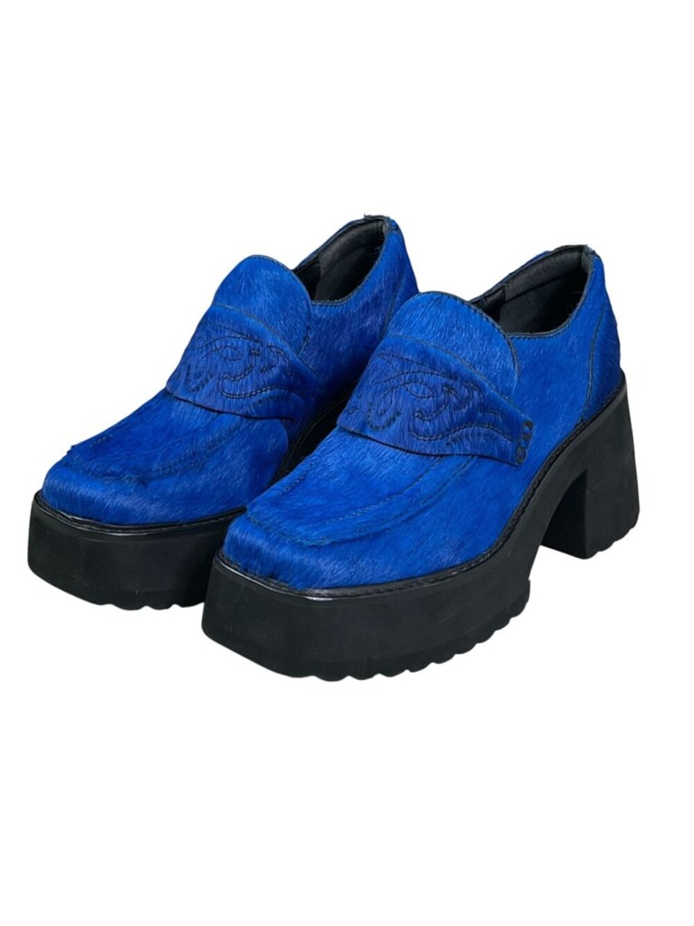 Farm Rio Royal Blue Platform Loafers Size 8